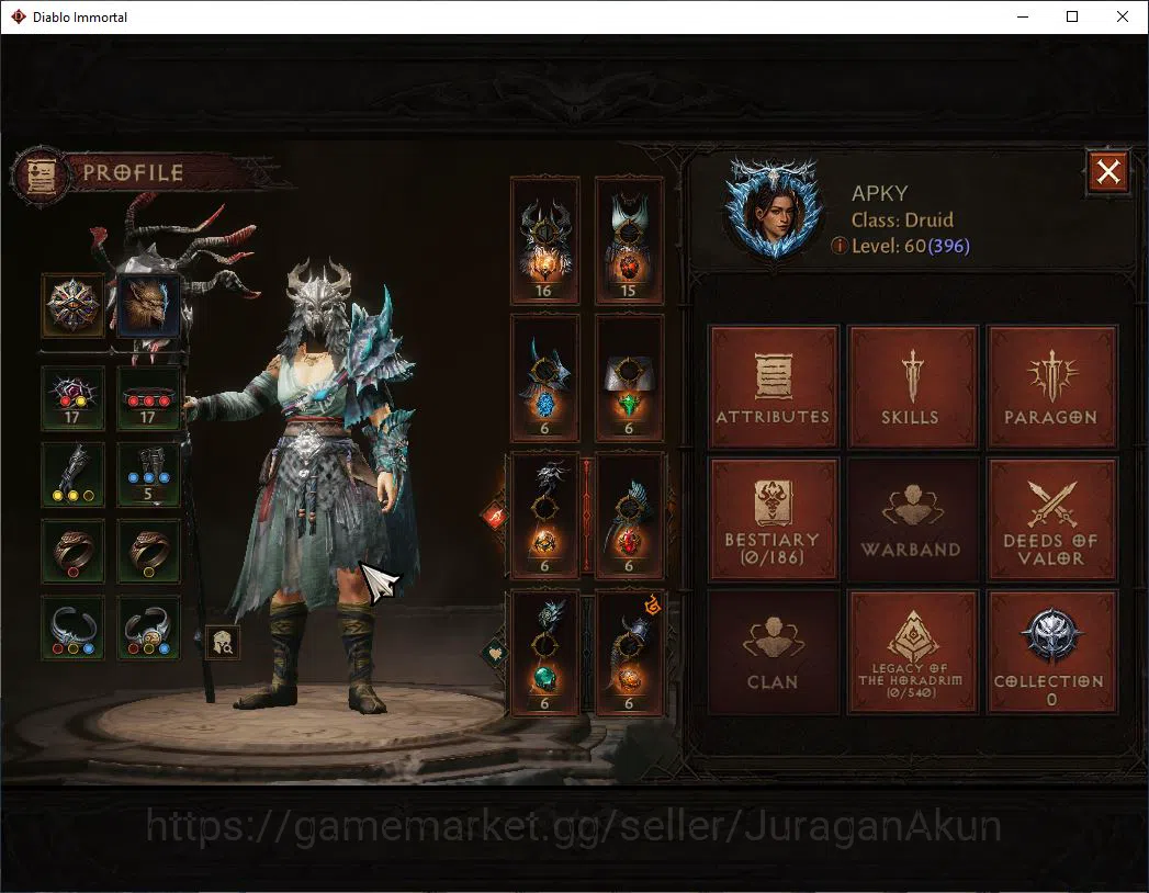 Diablo Immortal Accounts Mid-Tier SEA-Vasily |Lv60(396) Druid |32K CR|Reso 390|Inferno I |Paragon Meledictor|Hell Lv 3