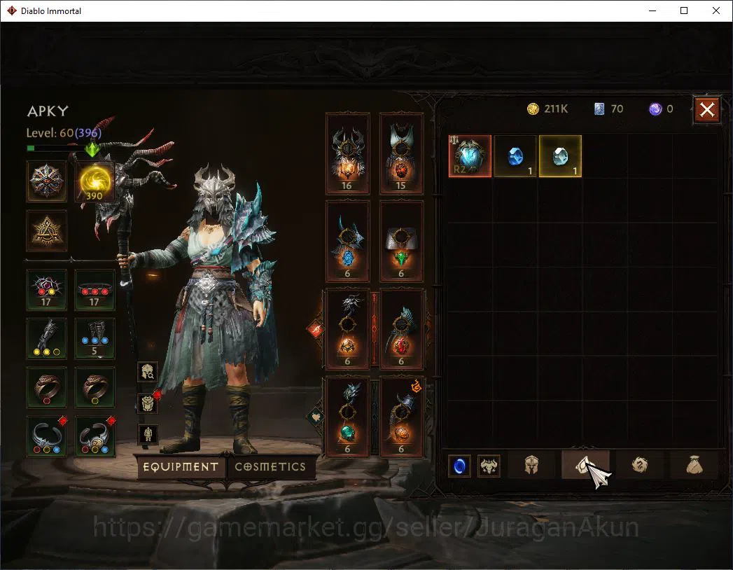 Diablo Immortal Accounts Mid-Tier SEA-Vasily |Lv60(396) Druid |32K CR|Reso 390|Inferno I |Paragon Meledictor|Hell Lv 7