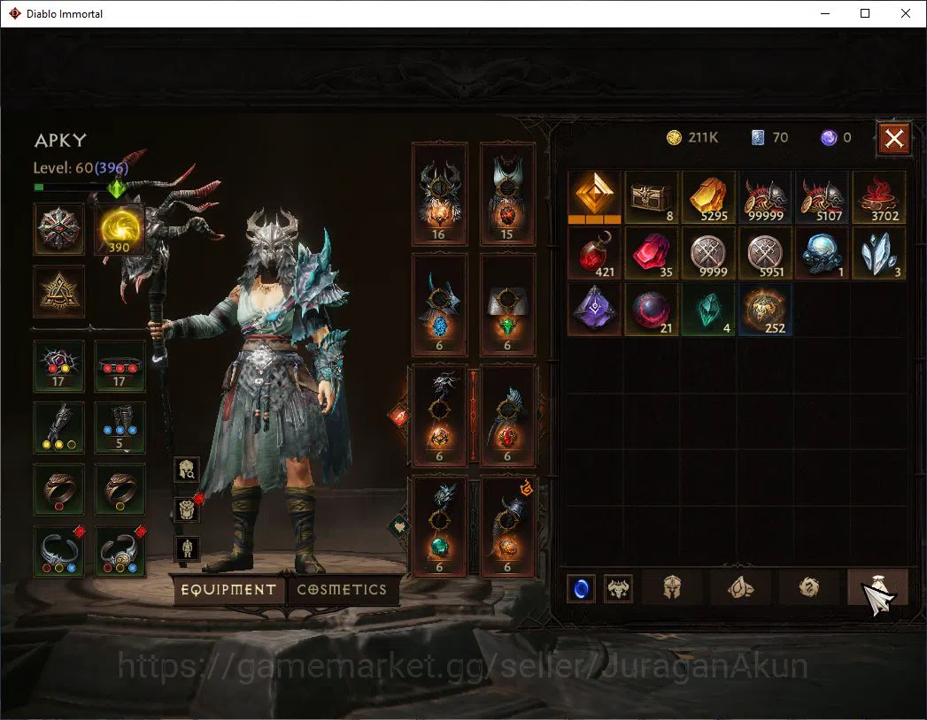 Diablo Immortal Accounts Mid-Tier SEA-Vasily |Lv60(396) Druid |32K CR|Reso 390|Inferno I |Paragon Meledictor|Hell Lv 8