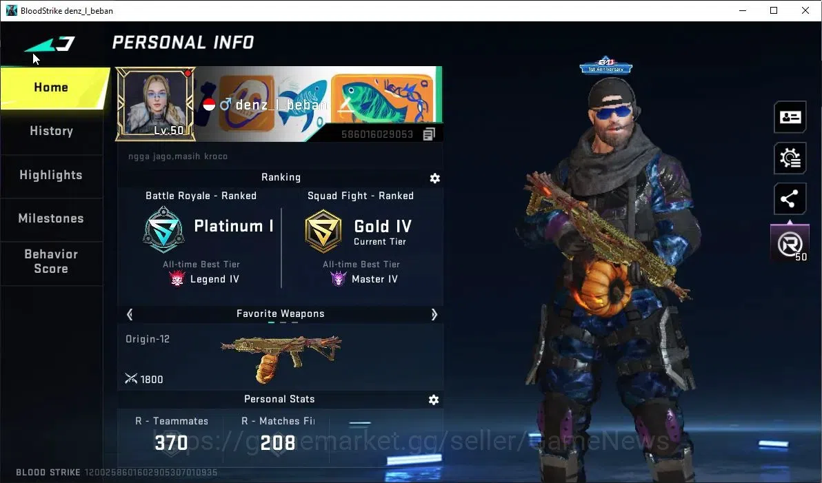 Blood Strike Accounts ASIA|ETERNAL Kar98k|Ultra[M4A1,Origin-12 JB,KAG-6, image 2