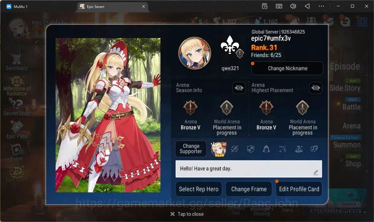 Epic Seven Accounts Global Unverif |Best Starter|5 ML(SN Yulha,WOTM Te image 2