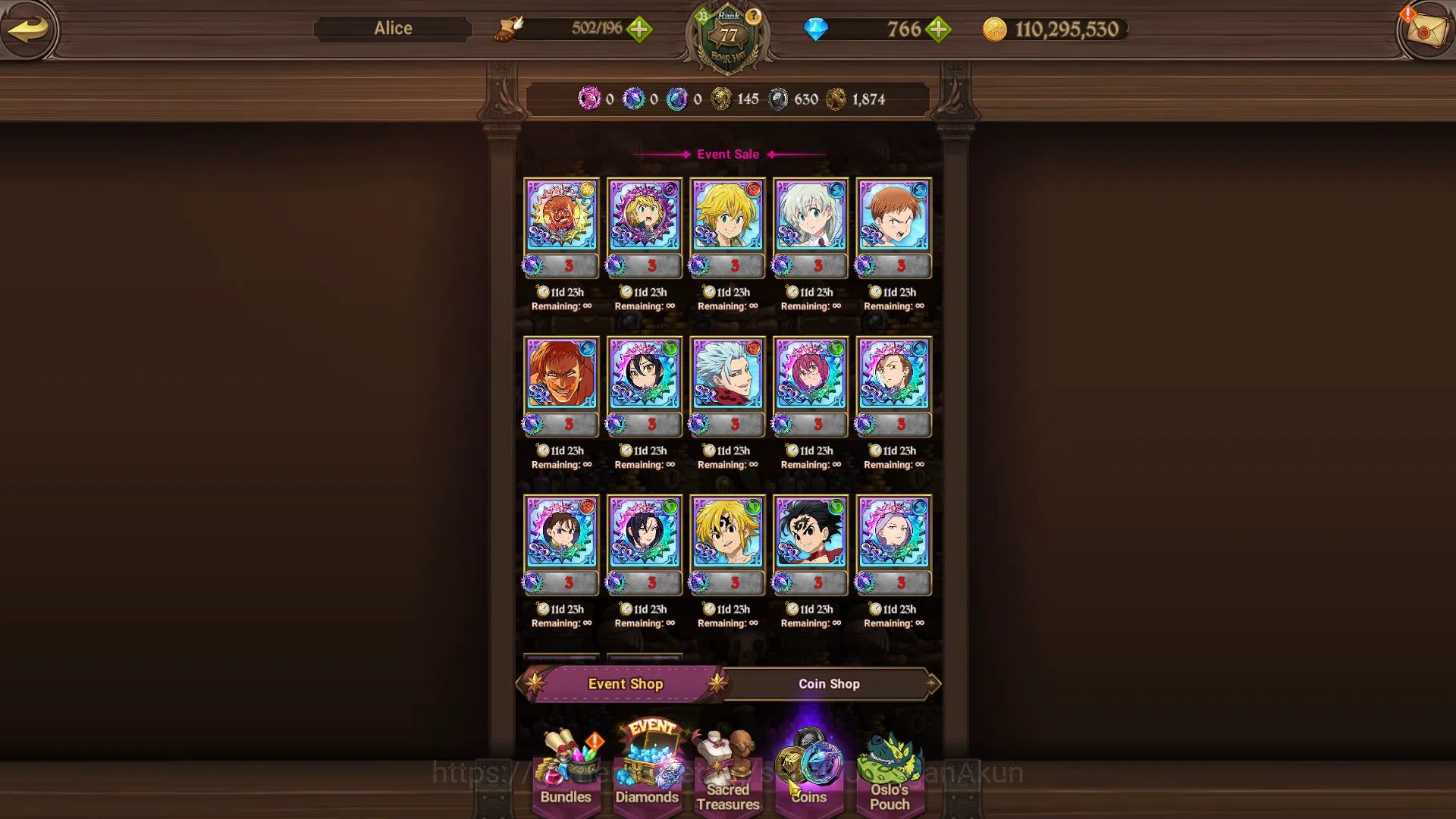 The Seven Deadly Sins: Grand Cross Accounts Global|3M CC|766 Gems|1 LR+ 9 UR|Elizabeth2/6,Merl image 11