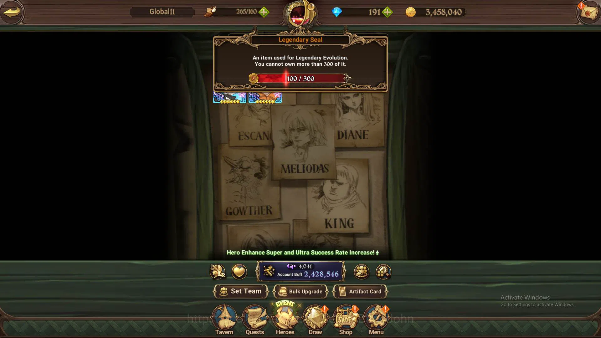 The Seven Deadly Sins: Grand Cross Accounts Others GLOBAL|2.4M CC|DM 191+LS 100|1LR Elizabeth|Collab Kusakabe Sho&Shinra|UR 9