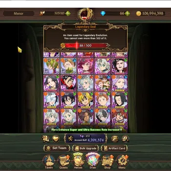 The Seven Deadly Sins: Grand Cross Accounts Midgame ASIA|4M CC|88 LS|3 LR+11 UR+Full Collab Gachiakuta|F