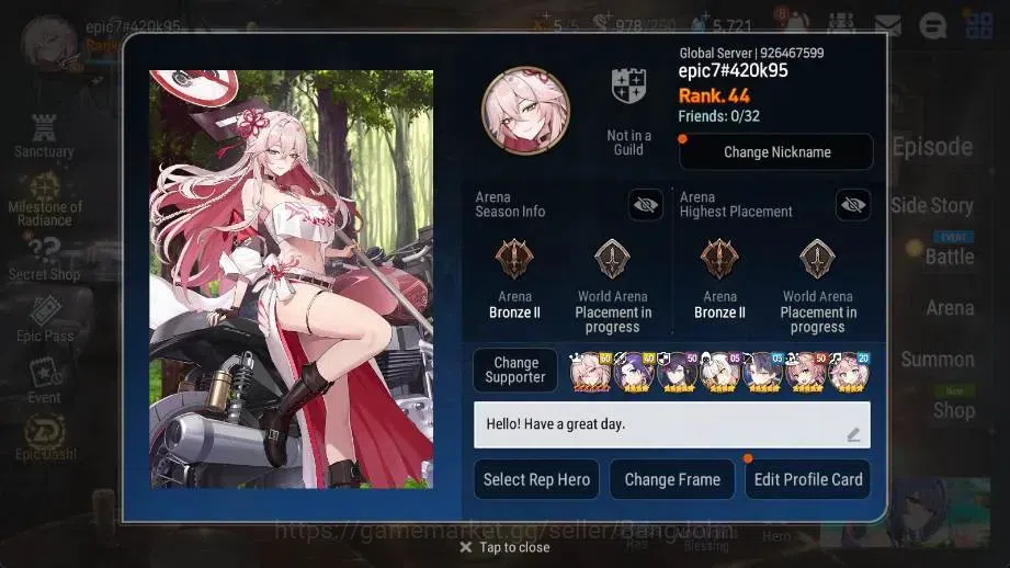Epic Seven Accounts High-End Global Unverif | 6 ML(BArunka,Harsetti,SBAramintha,MAKen,FCecilia,SPPolitis)|Bless ON|SS 1