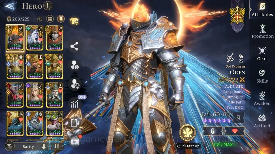 Watcher of Realms Accounts End-Game Global 60xx|Power 4M|9 Lord:Oren A5,Iovar A2,Etc|79 Lord:Kigiri A3,Silas A1|8 Collab 1