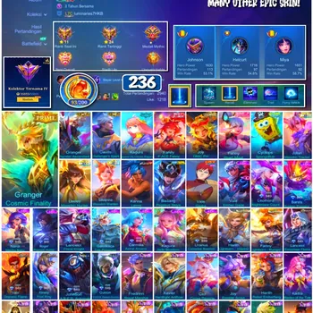 Mobile Legends: Bang Bang Accounts 🔥 #4203 🔥 💎 236 Skins 👑 Prime Granger Cosmic Finality ⚔️ Renowned Collector IV ⭐ M7