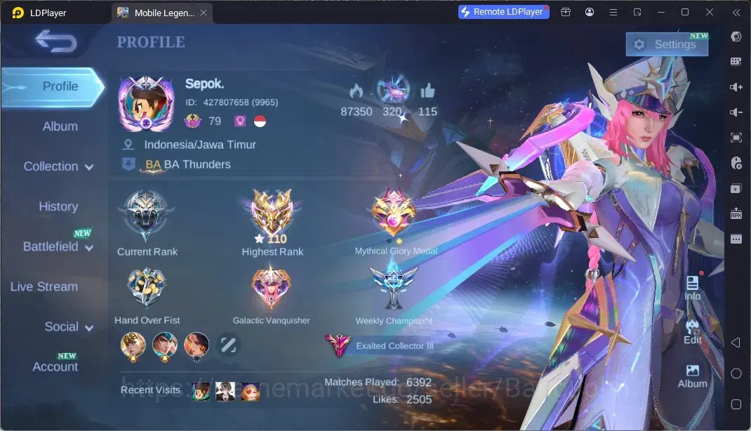 Mobile Legends: Bang Bang Accounts Collector Global|Skin 299|Exalted|Legend Freya|Collector Nathan|Aspirant:Ruby,Fanny|2 1