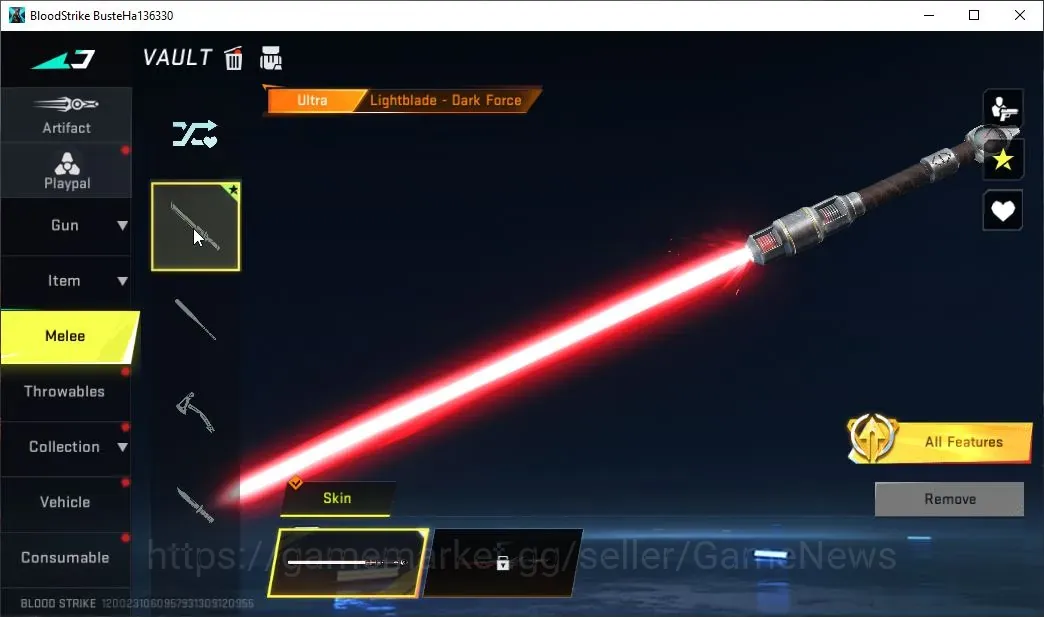 Blood Strike Accounts Rare Skin ASIA|Meele Ultra Lightblade Dark Force|Ultra Galil Knight|5 Legend SCAR Abyss,AR97 1