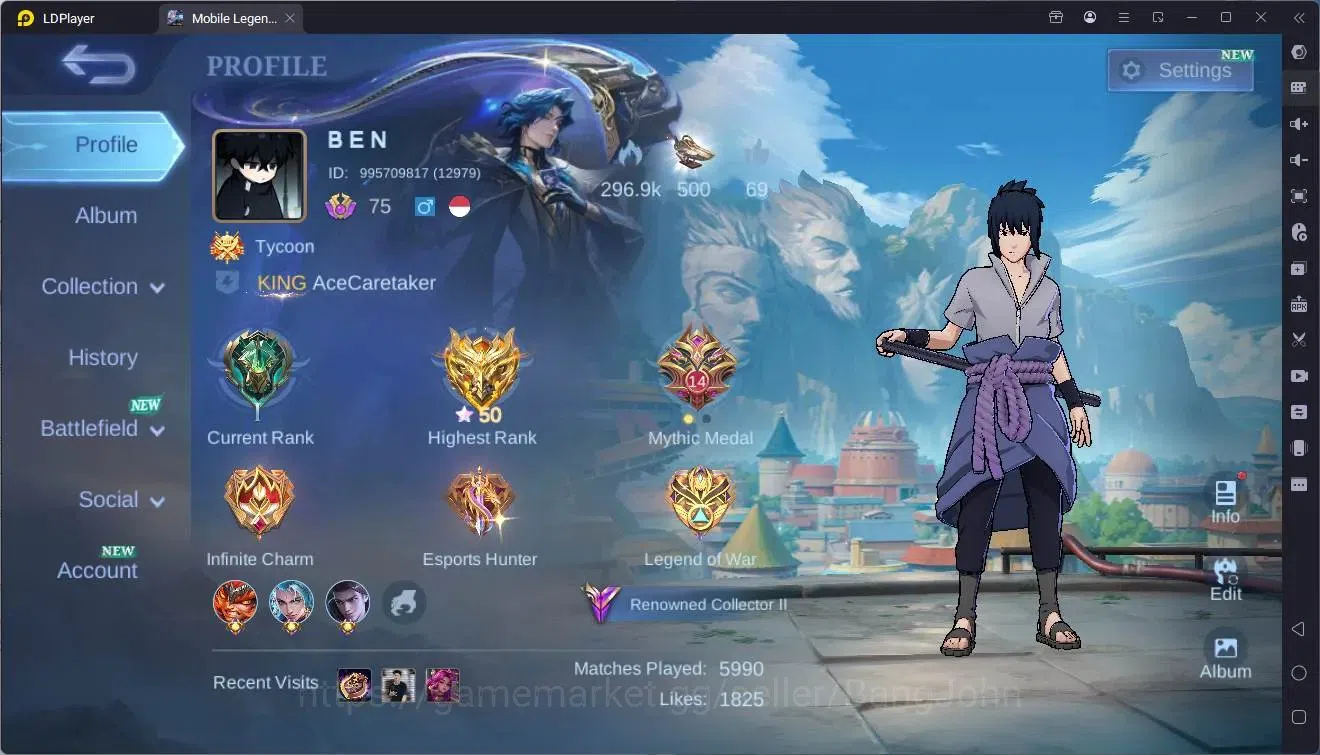 Mobile Legends: Bang Bang Accounts Global |Hero 113|Skin 260|Renowned|Naruto Suyou|Pr image 1