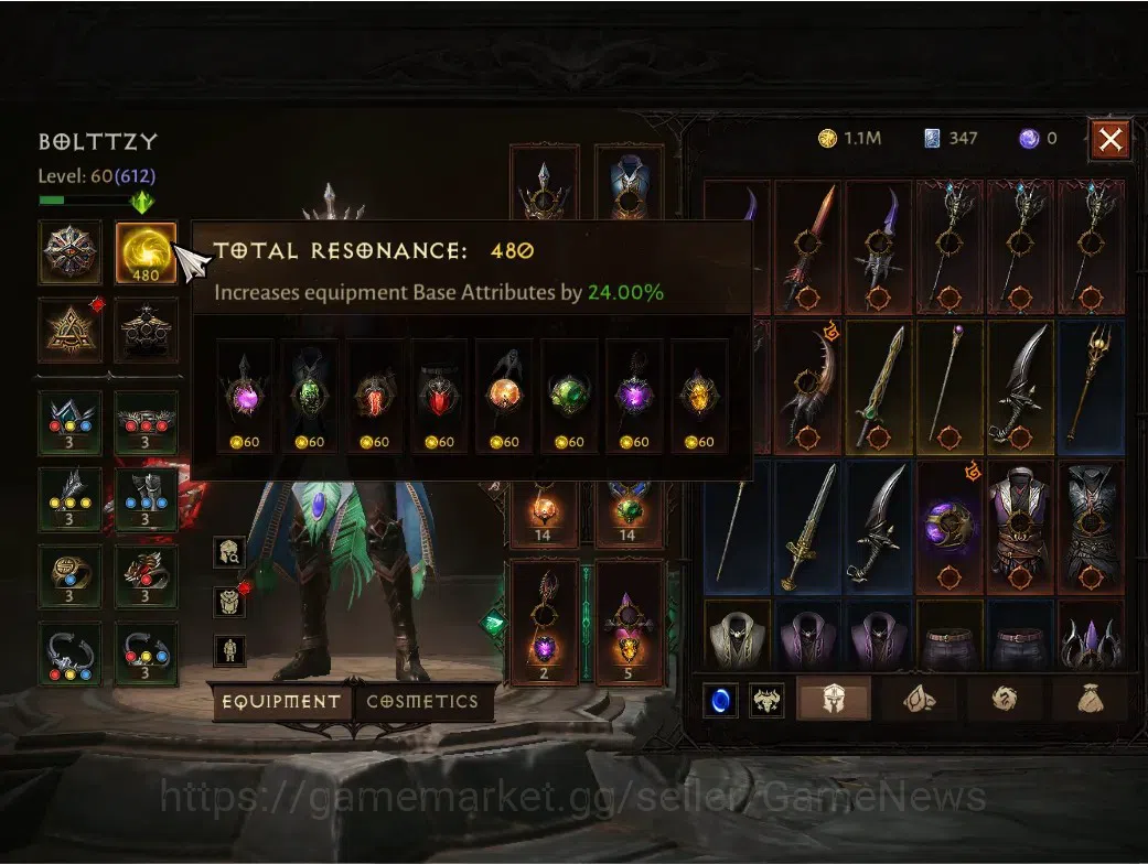 Diablo Immortal Accounts SA-Izual|CS ON|Lv60 (612)|Wizard|CR 37135|Reso 480 image 6