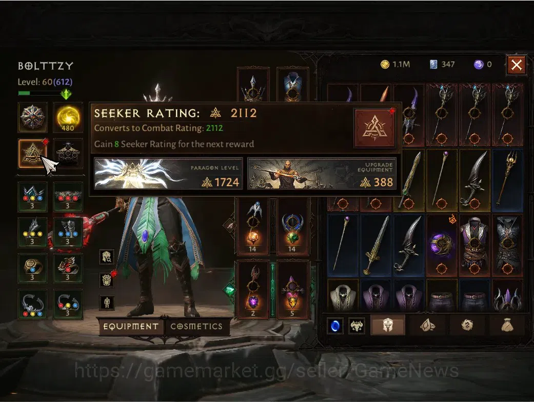 Diablo Immortal Accounts SA-Izual|CS ON|Lv60 (612)|Wizard|CR 37135|Reso 480 image 7