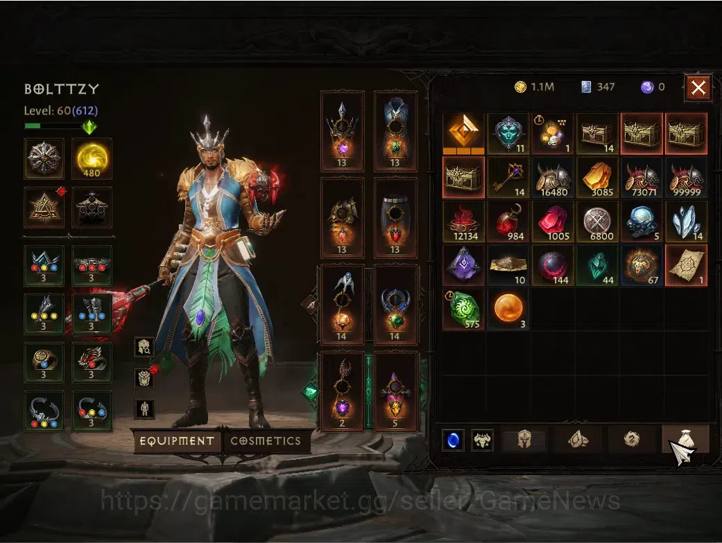 Diablo Immortal Accounts SA-Izual|CS ON|Lv60 (612)|Wizard|CR 37135|Reso 480 image 9