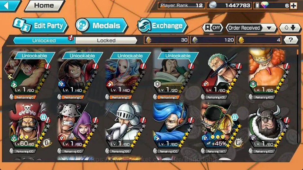 One Piece Bounty Rush Accounts Global |EX 6|PR 12|Gol D. Roger Max,Zoro & Sanji M image 6