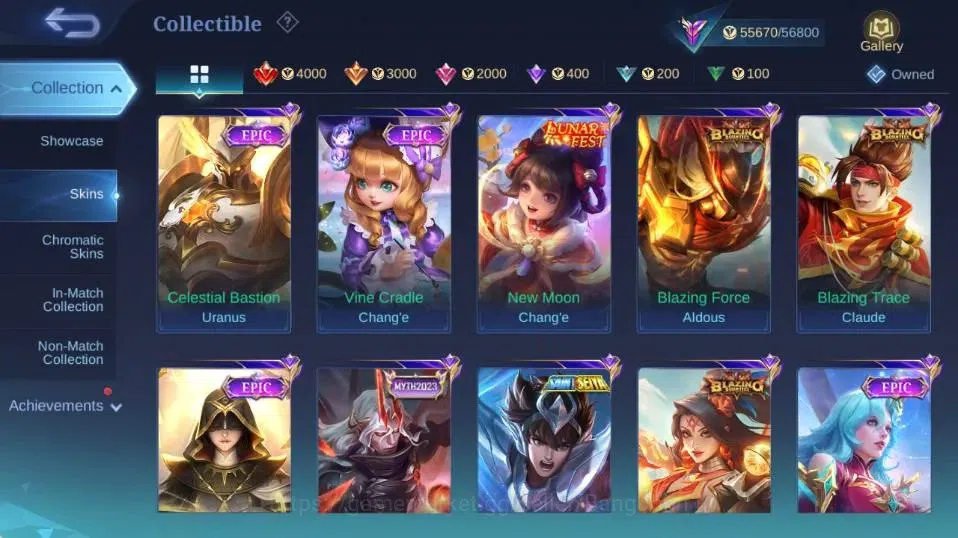 Mobile Legends: Bang Bang Accounts Collector Global|Skin 232|Renowned|Transformers Roger,STAR Hayabusa,Collector Natalia+Yi 10