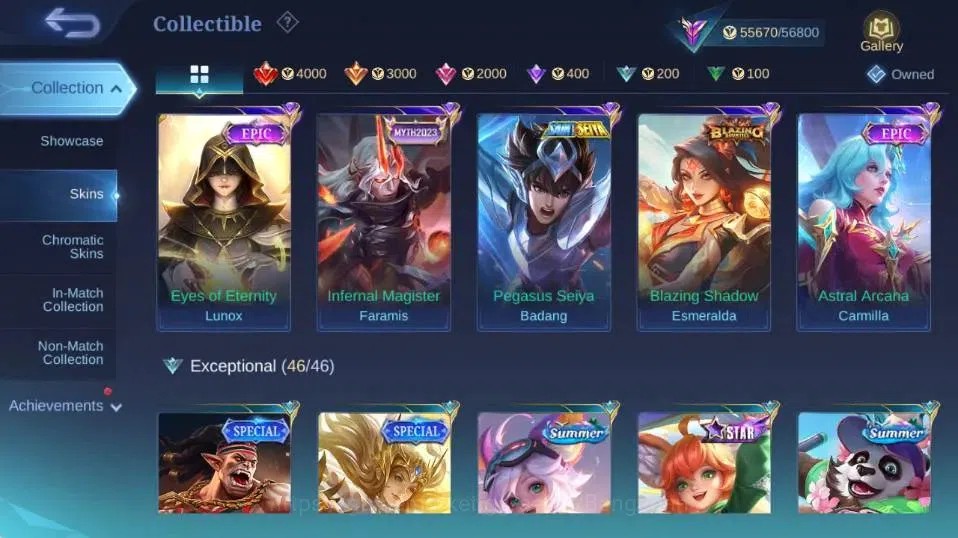 Mobile Legends: Bang Bang Accounts Collector Global|Skin 232|Renowned|Transformers Roger,STAR Hayabusa,Collector Natalia+Yi 11