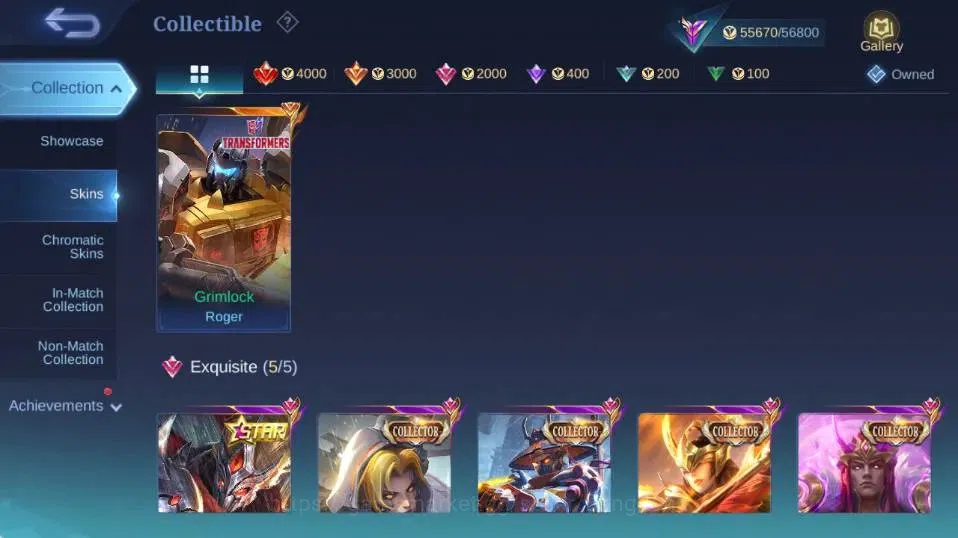 Mobile Legends: Bang Bang Accounts Collector Global|Skin 232|Renowned|Transformers Roger,STAR Hayabusa,Collector Natalia+Yi 5