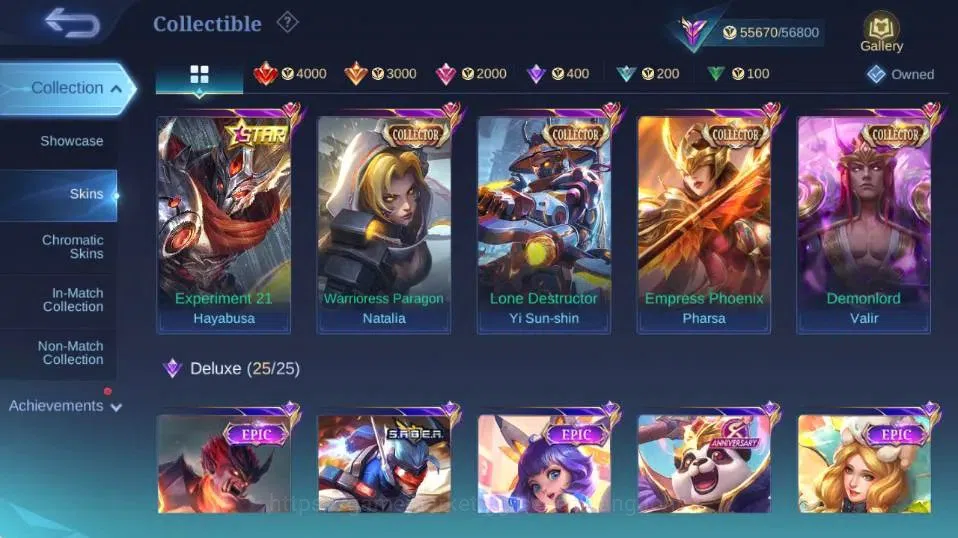 Mobile Legends: Bang Bang Accounts Collector Global|Skin 232|Renowned|Transformers Roger,STAR Hayabusa,Collector Natalia+Yi 6
