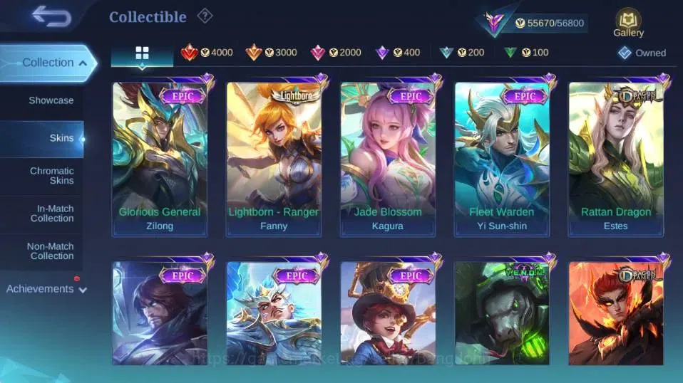 Mobile Legends: Bang Bang Accounts Collector Global|Skin 232|Renowned|Transformers Roger,STAR Hayabusa,Collector Natalia+Yi 8