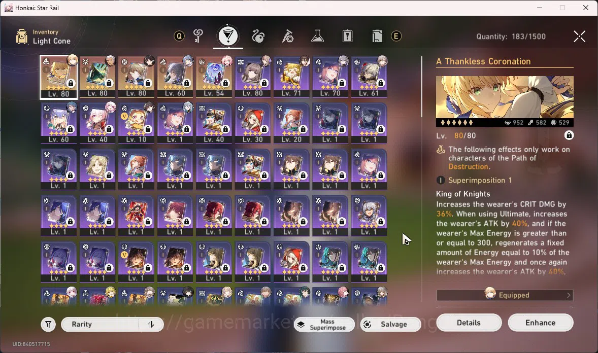 Honkai Star Rail Accounts ASIA|TL 67|7 Limit|Yao Guang,Sunday,Saber,Etc|GCS  image 3