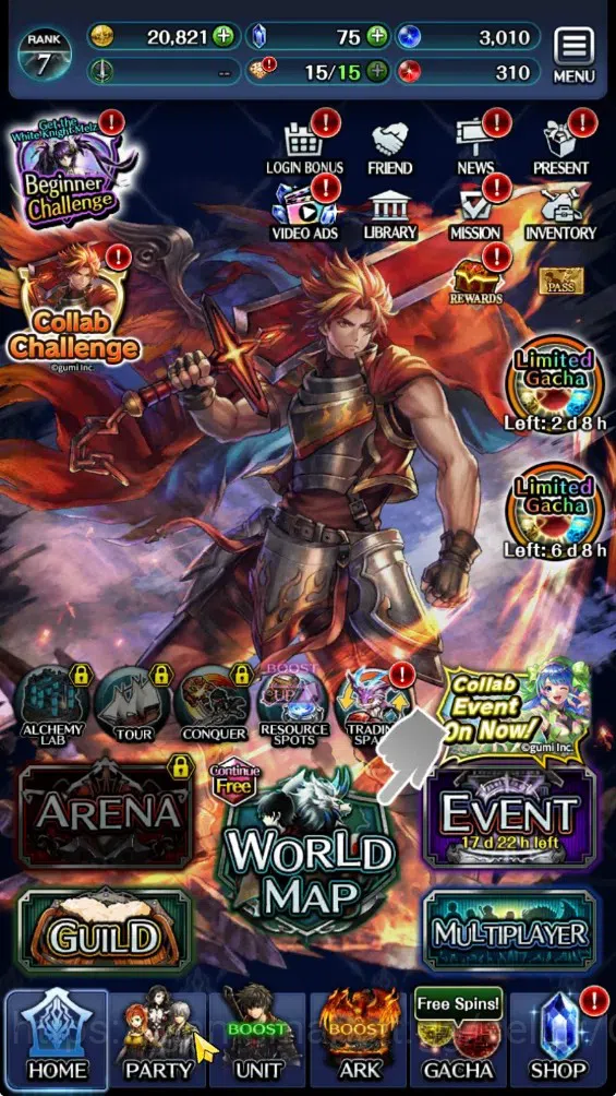 Last Cloudia Accounts GLOBAL|Rank 7|Collab Brave Frontier (Fire God Varg image 7