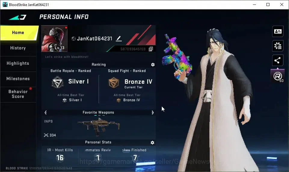 Blood Strike Accounts ASIA|Starter|Collab BLEACH Byakuya|1 ULTRA ETHAN-R image 2
