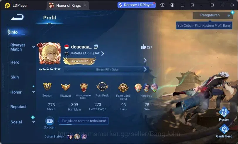 Honor of Kings Accounts Global Hero93 Skin78 |LNY DaQiao|Saningdui HouYi+N image 2