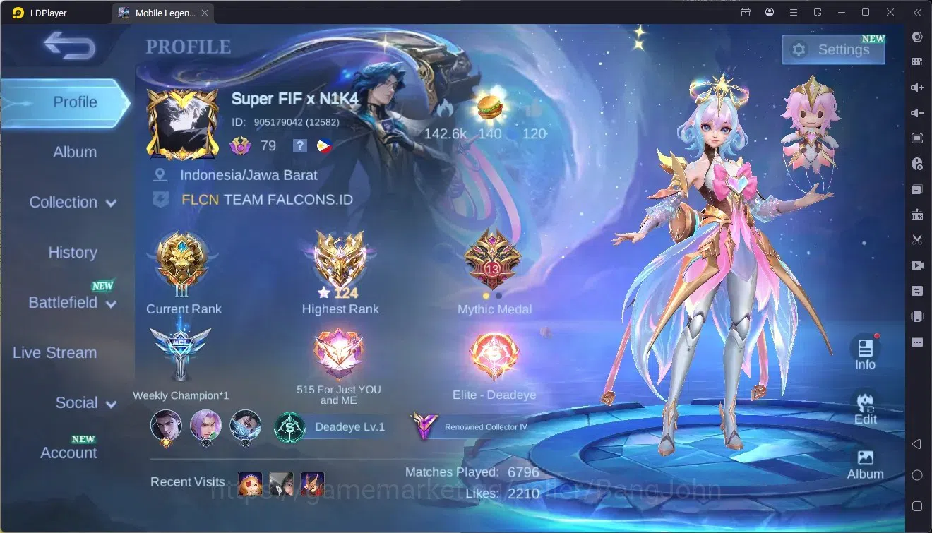 Mobile Legends: Bang Bang Accounts Collector Global |Hero 133|Skin 271|Renowned|CC Natalia|5-STAR Angela|9th Fanny|Ligtborn 1