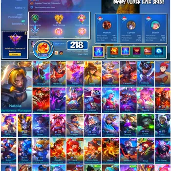 Mobile Legends: Bang Bang Accounts #4274 218 Skins | Natalia Warrioress Paragon (COLLECTOR) | Vale Gaara | Granger Thunder