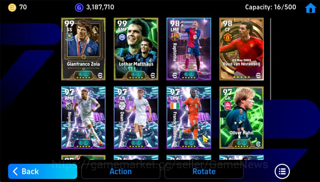 eFootball Accounts Mid-Tier Mobile|BigTime Ruud Van Nesteroy,GianFranco Zola(Momentum Dribbling,Blitz Curler),Neymar 5