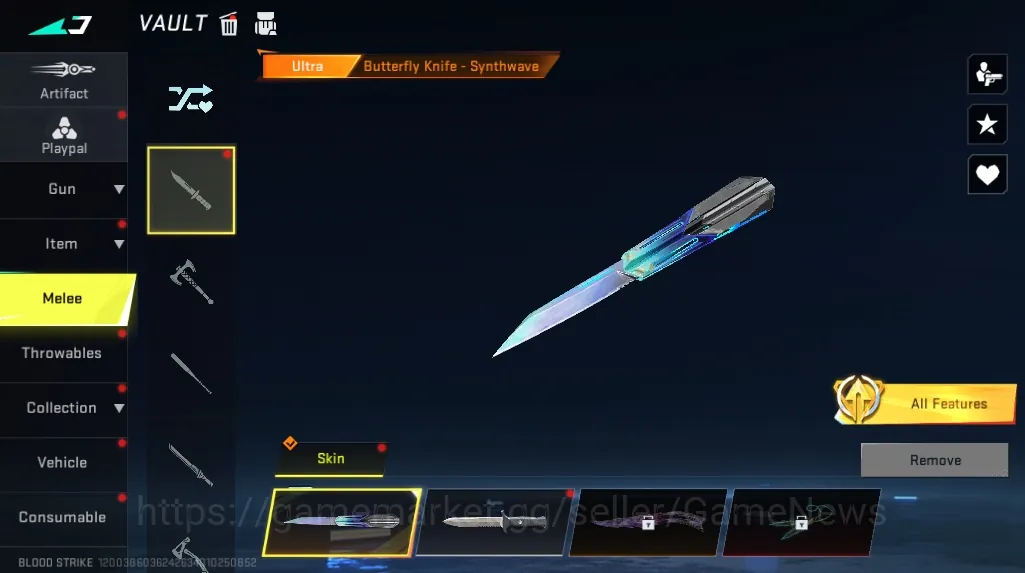 Blood Strike Accounts Starter Asia|Eternal RPK Flourish Lv2|Meele Ultra Butrterfly Knife Synthwave|Limited Spear Blossom|4 1