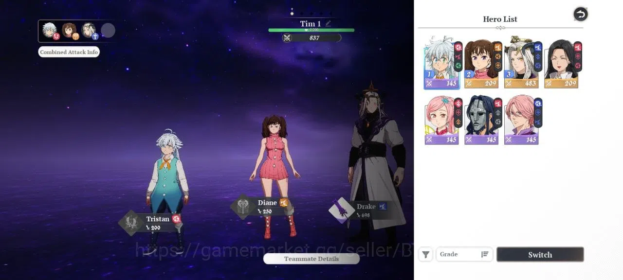The Seven Deadly Sins: Origin Accounts SEA | Lv2 Fresh Starter| 3 SSR | Drake, Diane, Gui image 5