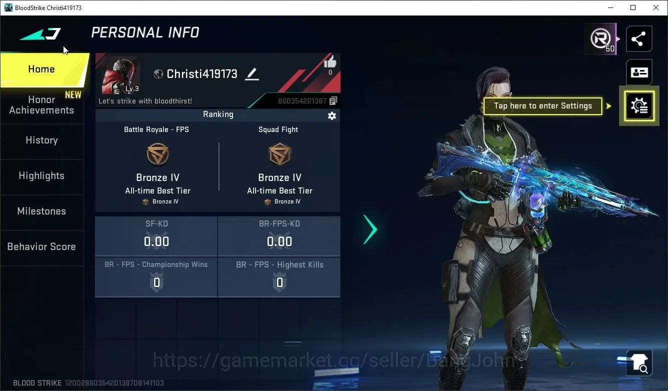 Blood Strike Accounts Collab Skin ASIA |1 UltraMelee:Butterfly-Knife|Collab:AOT S2-M4A1|Ultra:FN2000-Limbo,KAG-Mako|1 Epic 1