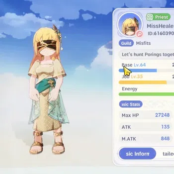 Ragnarok: The New World Accounts Sv Eddga|Unverif|Lvl 64 Priest|M. Atk 848, Def 261|2 SSR Pet (Dawn T1, Alice)|8K Gold