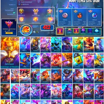 Mobile Legends: Bang Bang Accounts #4365 412 Skins | Karina Leona (KOF) | Badang Pegasus Seiya (SAINT SEIYA) | Cyclops