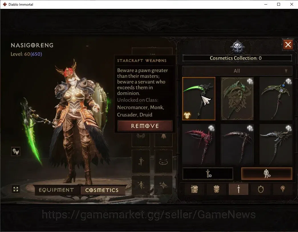Diablo Immortal Accounts High-End SA - Malah|CS ON|Lv60(650)|Necromancer|CR 38484|Reso 510|Paragon Maledictor|Inferno 10