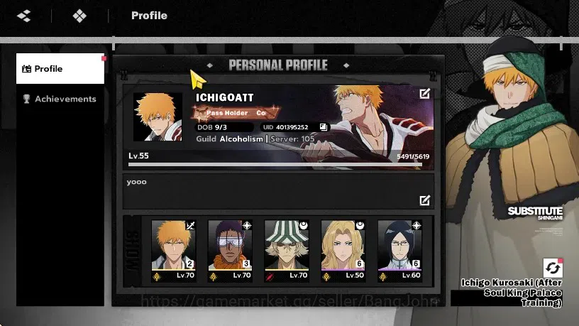 BLEACH: Soul Resonance Accounts Nuverse SEA |Lv.55|5 SSR 5 Sign 1