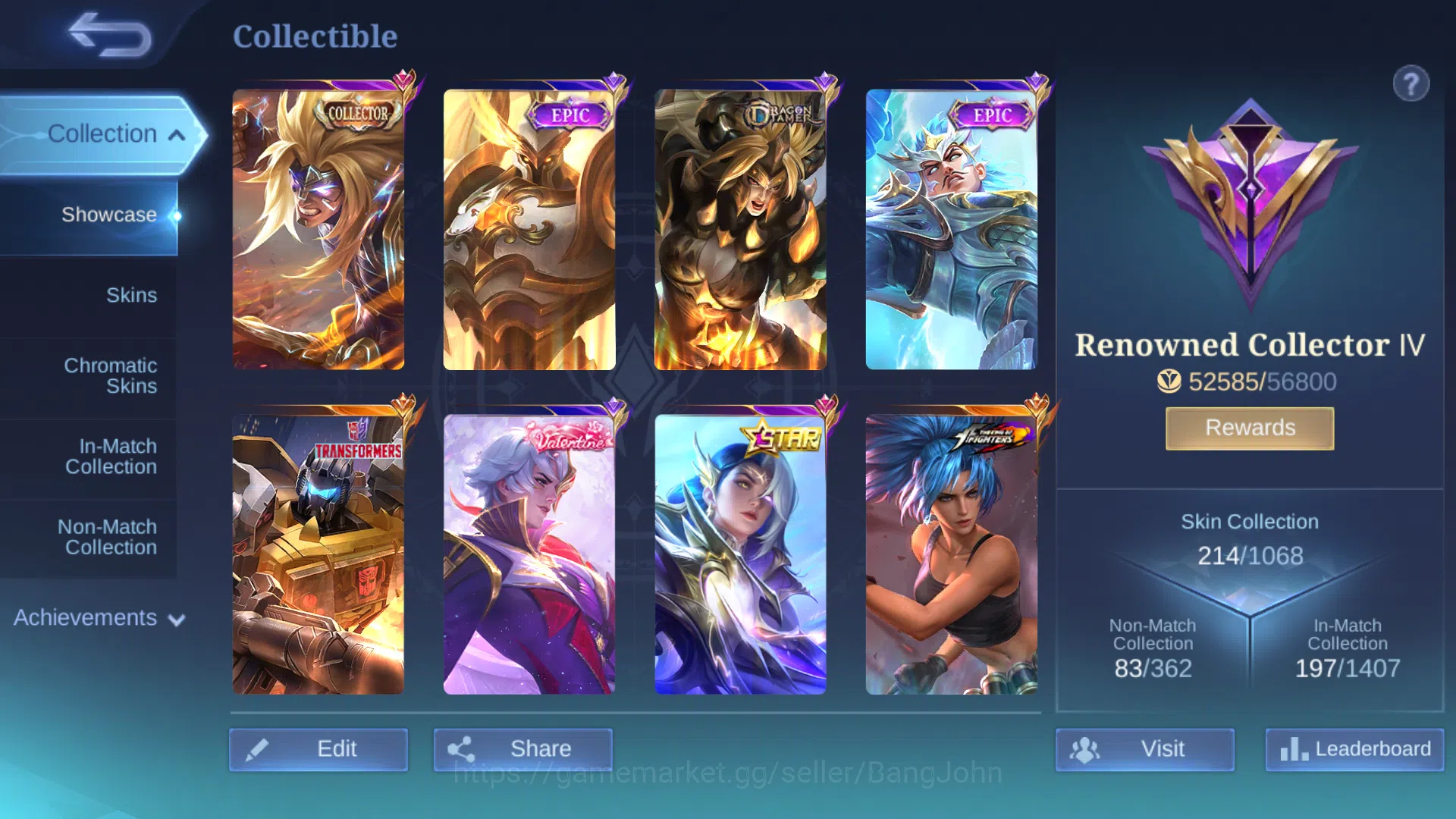 Mobile Legends: Bang Bang Accounts hero 131 | Skin 214 | Emblem Max | Collector Badan image 2