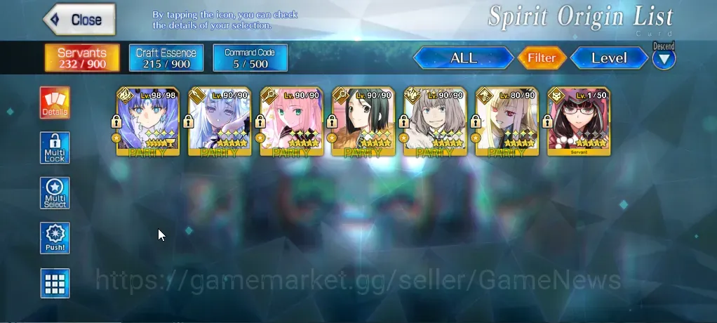 Fate-Grand Order Accounts NA Lv 107|B + O|7 SSR Castoria,Oberon,Waver,Melusine,Space Ishtar,Sima Yi,Osakabehime|SSR Selector 1