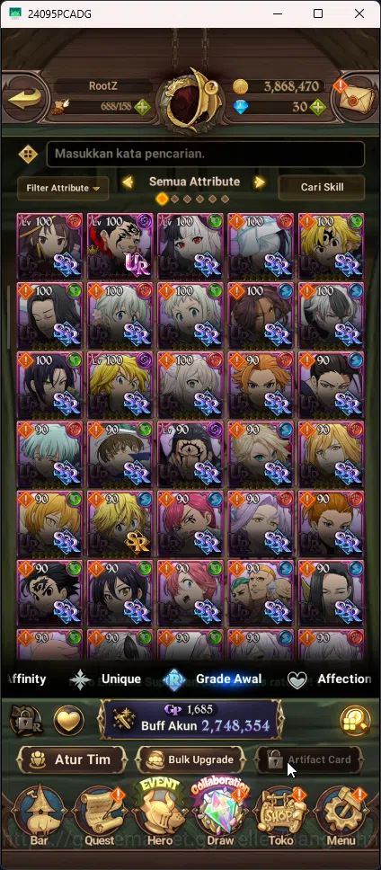 The Seven Deadly Sins: Grand Cross Accounts ASIA | 2,7M CC | 8 UR | 1 Collab | UR Merlin and E image 2