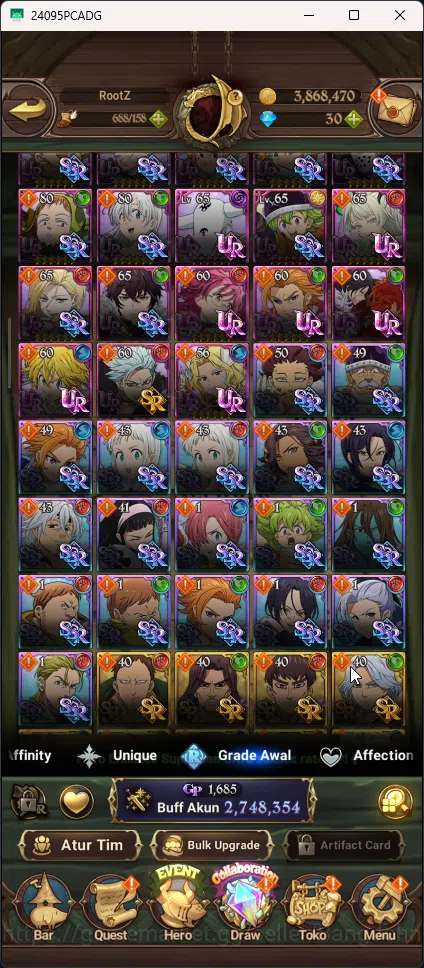 The Seven Deadly Sins: Grand Cross Accounts ASIA | 2,7M CC | 8 UR | 1 Collab | UR Merlin and E image 3