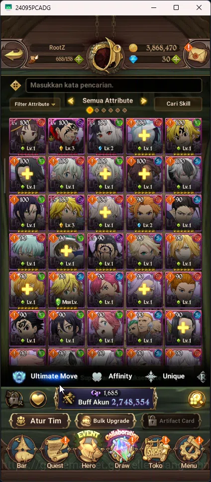 The Seven Deadly Sins: Grand Cross Accounts ASIA | 2,7M CC | 8 UR | 1 Collab | UR Merlin and E image 4