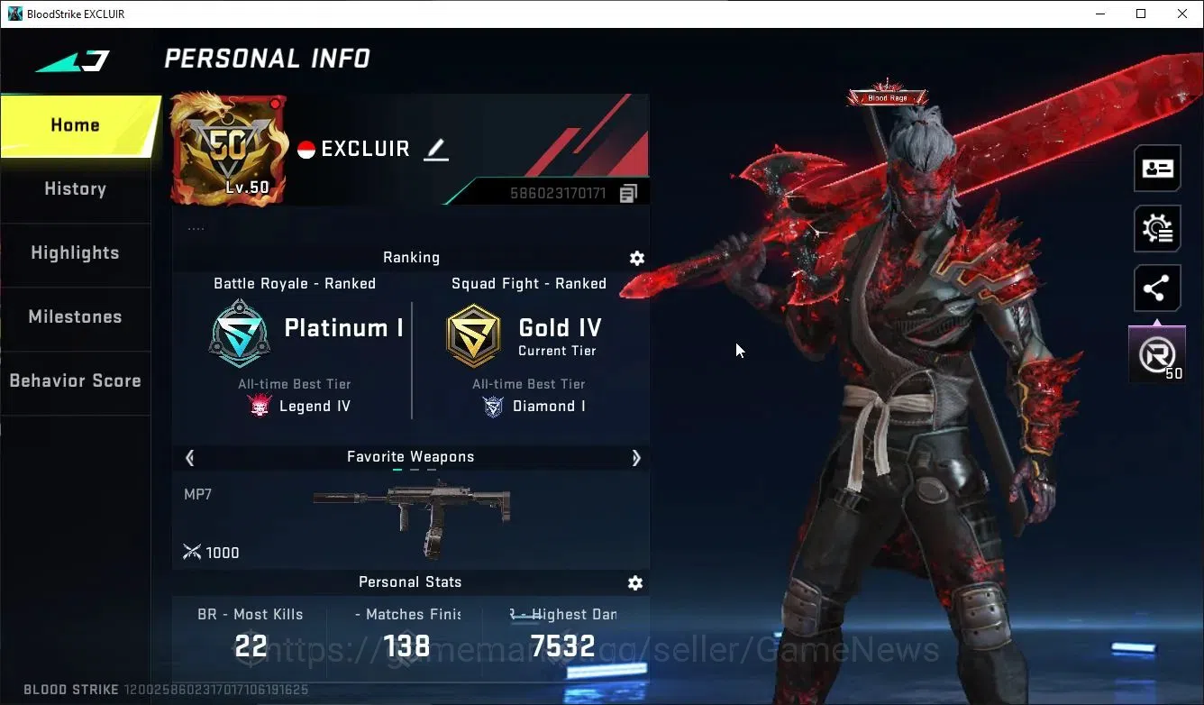 Blood Strike Accounts ASIA|ETERNAL MELEE-ClayMore-RedVerdict+ULTRA MELEE image 2