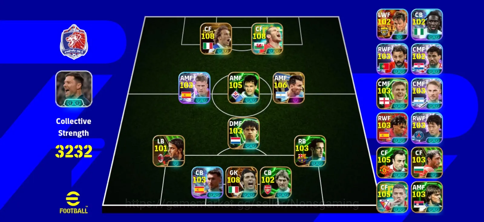 eFootball Accounts High-End Kolektif 3232 Del Piero bigitime x bale x Messi x Buffon bigitime x Chisa blitz rare x 7 manager 1