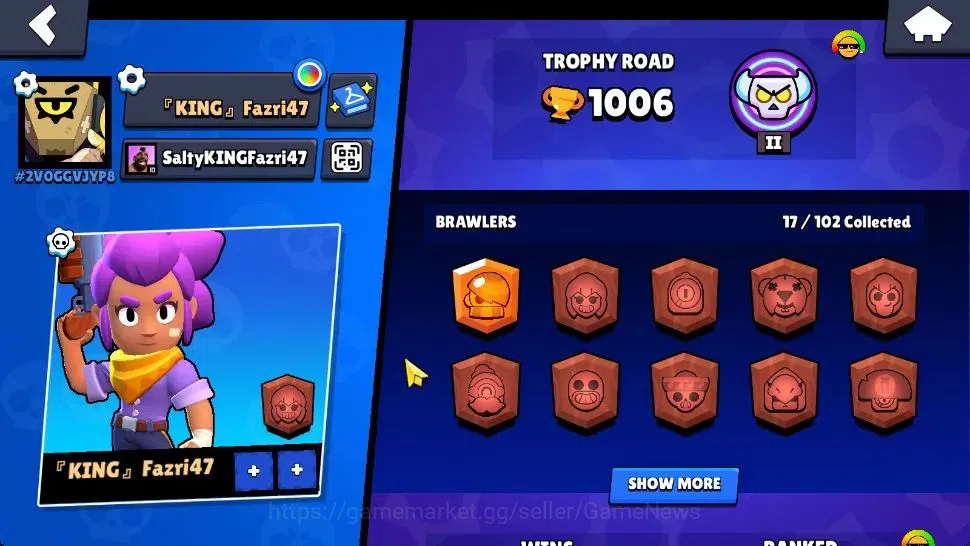 Brawl Stars Accounts 1006 Trophy | 17 Brawlers 2 Max Lv [Shelly, Finx] | 1 Mythic 1 Epic Skin [Doctor Edgar] | CN ON | Lv33 2