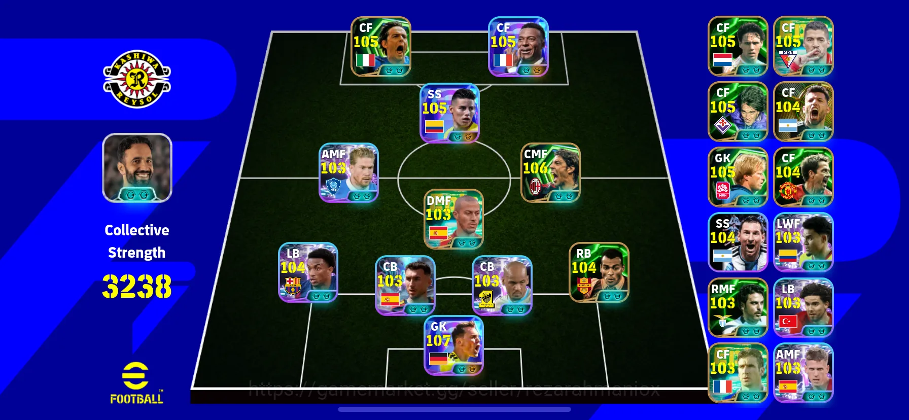 eFootball Accounts Legends & Iconic Players ovr 3238 1