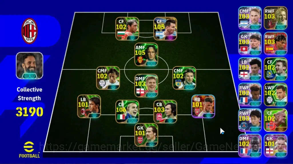 eFootball Accounts Legends & Iconic Players Android|Big Time Lionel Messi|25 Epic Fabio Cannavaro,Francesco Totti,Franz 1