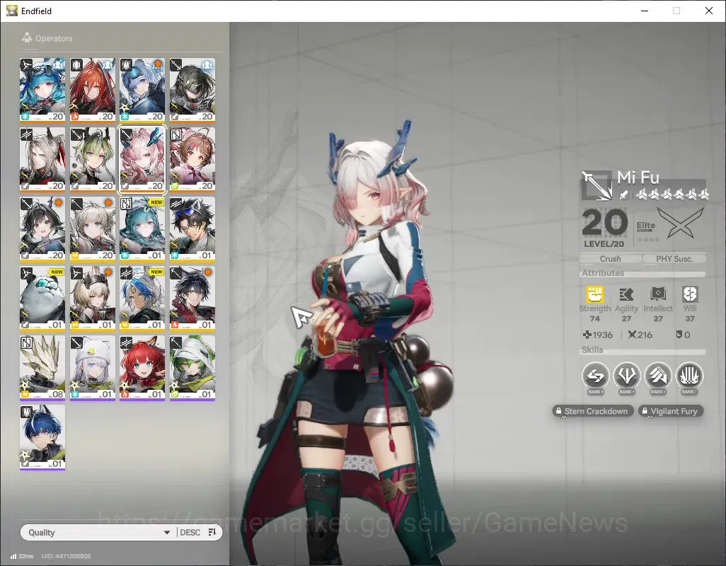 Arknights: Endfield Accounts ASIA|Lv 21|6 SSR 1 Limited 3(*6Weap)|(Mi Fu,Ardelia)+Sign,LastRite,Ember,Pogra,Lifeng|Male 1