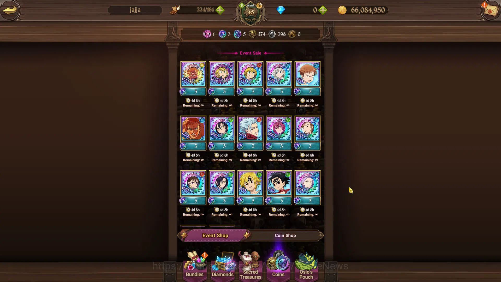 The Seven Deadly Sins: Grand Cross Accounts Starter Global | 1,3M CC | Starter Ch5 | 1 LR + 3 UR| Elizabeth, Skuld, Gowther 8