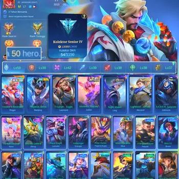 Mobile Legends: Bang Bang Accounts Others HERO 50 SKIN 54 | EMBLEM GOOD | METROZERO ROGER | EPIC LANCELOT| PENGASUS SEIYA